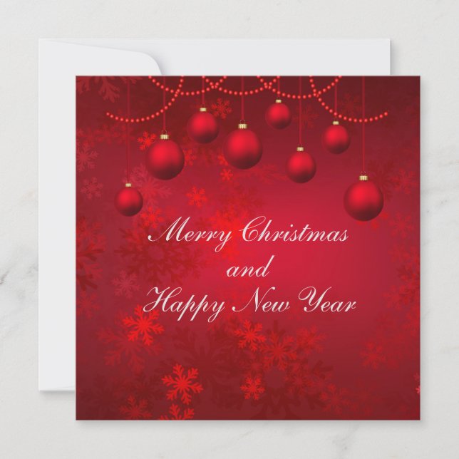 Cartes Pour Fêtes Annuelles Joyeux Noël et Joyeux Nouvel An rouge (Devant)