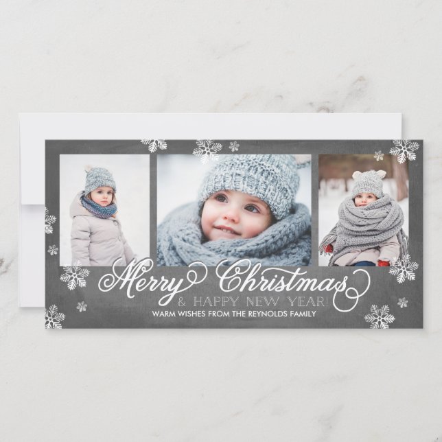 Cartes Pour Fêtes Annuelles Joyeux Noël et Joyeux Snowflakes du Nouvel An (Devant)