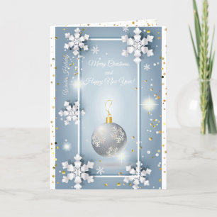 Cartes Pour Fêtes Annuelles Joyeux Noël et Nouvel An ! 2026 Silver Luxury