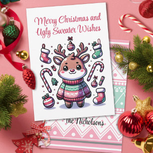 Cartes Pour Fêtes Annuelles Joyeux Noël et vilains voeux de Sweat Reindeer