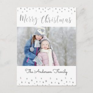 Cartes Pour Fêtes Annuelles Joyeux Noël Etoiles blanches et argentées Photo