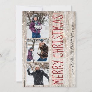 Cartes Pour Fêtes Annuelles Joyeux Noël famille 3 photo collage rustique