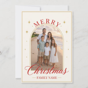 Cartes Pour Fêtes Annuelles Joyeux Noël Famille en Écriture Rouge Élégante