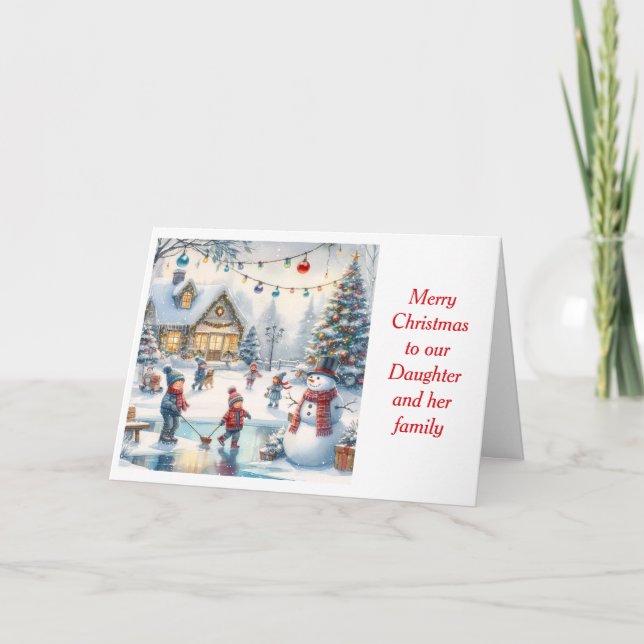 Cartes Pour Fêtes Annuelles Joyeux Noël Famille Fille (Devant)
