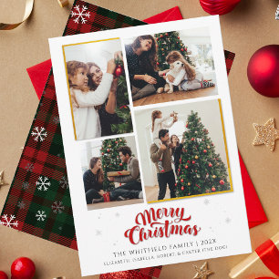 Cartes Pour Fêtes Annuelles Joyeux Noël Famille Photo Collage Plaid