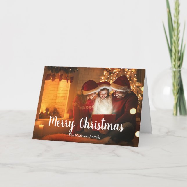 Cartes Pour Fêtes Annuelles Joyeux Noël Famille Photo Personnaliser Happy (Devant)