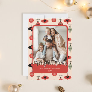 Cartes Pour Fêtes Annuelles Joyeux Noël Famille Photo Rouge