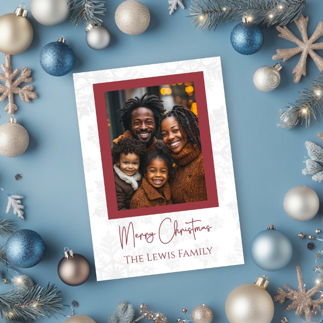 Cartes Pour Fêtes Annuelles Joyeux Noël Famille Photo Snowflake Arrière - plan (Créateur téléchargé)