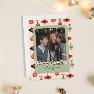Cartes Pour Fêtes Annuelles Joyeux Noël Famille photo verte
