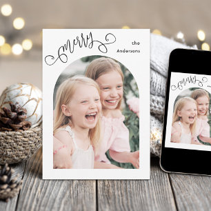Cartes Pour Fêtes Annuelles Joyeux Noël Fantaisiste Simple Arch Photo Noël