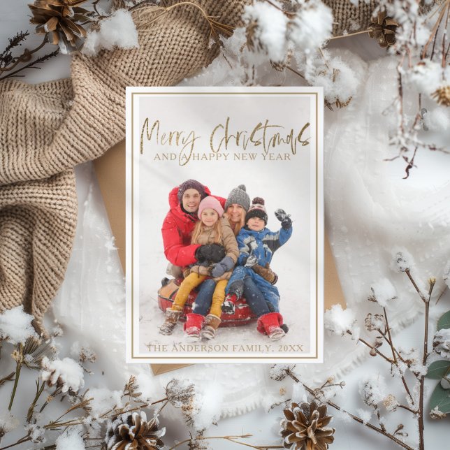 Cartes Pour Fêtes Annuelles Joyeux Noël Faux Gold Calligraphie (Créateur téléchargé)