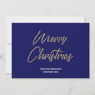 Cartes Pour Fêtes Annuelles Joyeux Noël Faux Gold Foil et Bleu