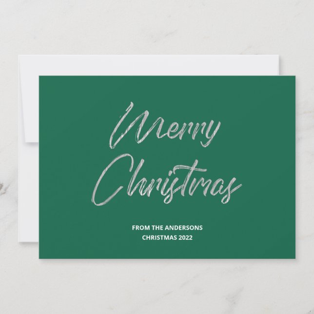 Cartes Pour Fêtes Annuelles Joyeux Noël Faux Silver Foil et vert (Devant)