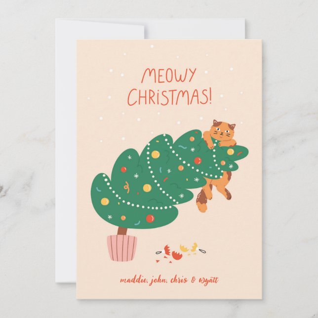 Cartes Pour Fêtes Annuelles Joyeux Noël - Félins Malicieux Amusants (Devant)