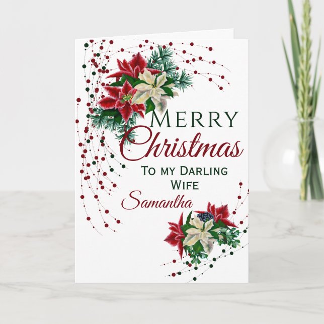 Cartes Pour Fêtes Annuelles Joyeux Noël Femme-chérie Poinsettia Flower (Devant)