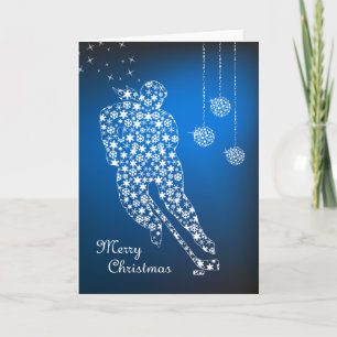 Cartes Pour Fêtes Annuelles Joyeux Noël Femme de Hockey Snowflakes