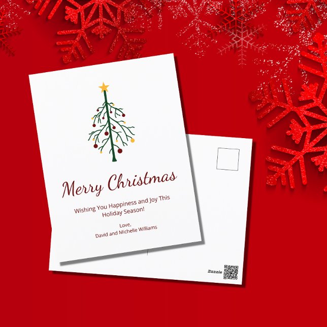 Cartes Pour Fêtes Annuelles Joyeux Noël Festif Arbre À feuillage persistant Re (Créateur téléchargé)