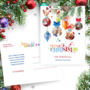Cartes Pour Fêtes Annuelles Joyeux Noël Festif Épicéa & Boules 4 Photo