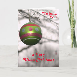 Cartes Pour Fêtes Annuelles Joyeux Noël Festif Vert Rouge Boule Ornament