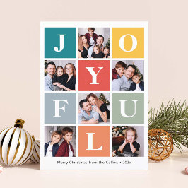 Cartes Pour Fêtes Annuelles Joyeux Noël Festive Couleurs 6 Photo Collage