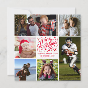 Cartes Pour Fêtes Annuelles Joyeux Noël Festive Famille Photo Collage
