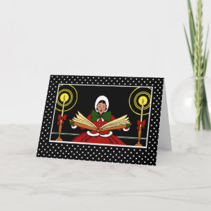 Cartes Pour Fêtes Annuelles Joyeux Noël, Festive Girl chante une chanson de Ca