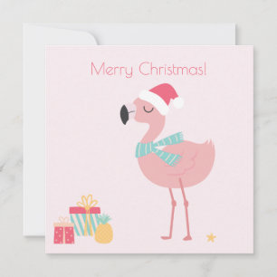 Cartes Pour Fêtes Annuelles Joyeux Noël ! Flamant rose Père Noël Tropical