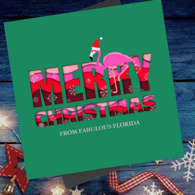Cartes Pour Fêtes Annuelles Joyeux Noël Flamant Rose Personnalisé Vacances  (Créateur téléchargé)
