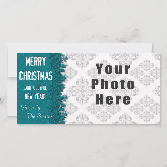 Cartes Pour Fêtes Annuelles Joyeux Noël Flocon de neige bleu glace (Devant)