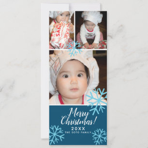 Cartes Pour Fêtes Annuelles Joyeux Noël Flocons de Neige Bébé Photo Collage