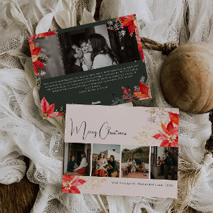 Cartes Pour Fêtes Annuelles Joyeux Noël Floral d'hiver moderne Cinq photos