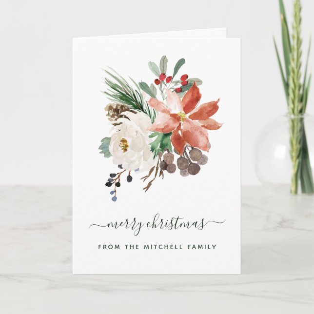 Cartes Pour Fêtes Annuelles Joyeux Noël | Flore simple (Devant)
