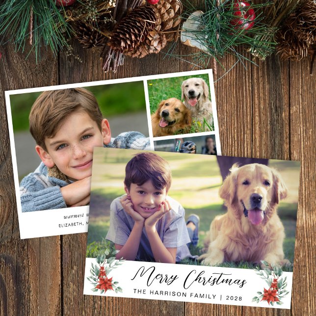 Cartes Pour Fêtes Annuelles Joyeux Noël Flores d'hiver 4 Photo (Créateur téléchargé)