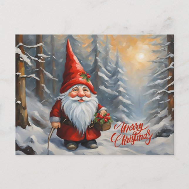 Cartes Pour Fêtes Annuelles Joyeux Noël Forest Gnome (Devant)