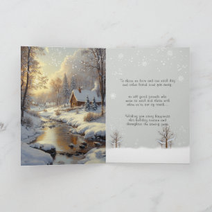 Cartes Pour Fêtes Annuelles Joyeux Noël Forêt d'hiver Rivière Flocons de neige