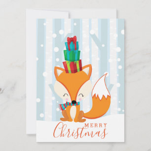 Cartes Pour Fêtes Annuelles Joyeux Noël Fox présente Woodland Cartoon Fun 