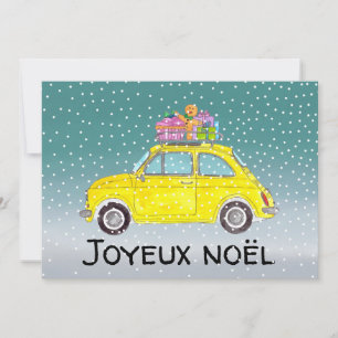 Cartes Pour Fêtes Annuelles Joyeux noël Français Noël Fiat Jaune 500