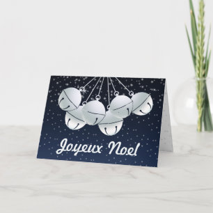 Cartes Pour Fêtes Annuelles Joyeux Noel French Canadian Midnight Sky Bells