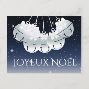 Cartes Pour Fêtes Annuelles Joyeux Noel French Canadian Night Sky Bells Bows