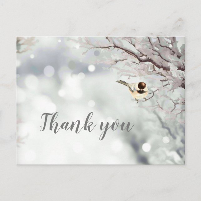 Cartes Pour Fêtes Annuelles Joyeux Noël Frost Oiseau Merci (Devant)