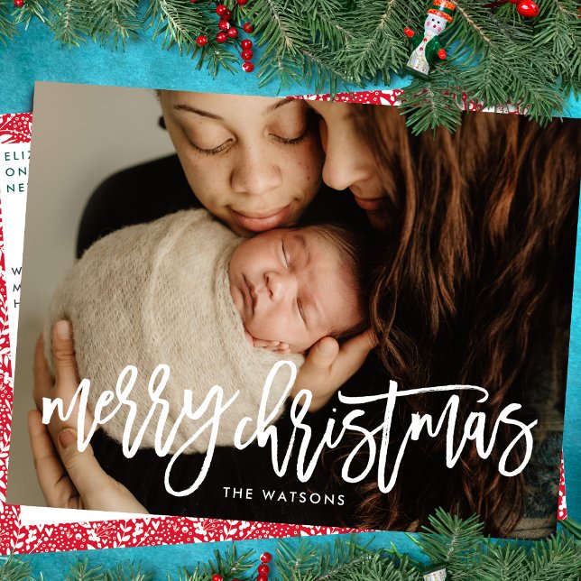 Cartes Pour Fêtes Annuelles Joyeux Noël Full Bleed Photo (Créateur téléchargé)