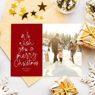 Cartes Pour Fêtes Annuelles Joyeux Noël fun rouge photo de famille