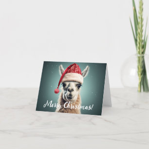 Cartes Pour Fêtes Annuelles Joyeux Noël Funky Mignonne Lllama Alpaca Santa Hat