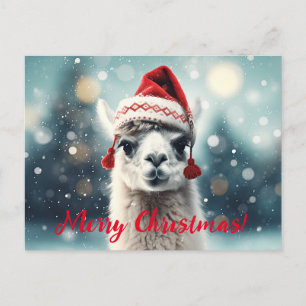 Cartes Pour Fêtes Annuelles Joyeux Noël Funky Mignonne Lllama Alpaca Santa Hat
