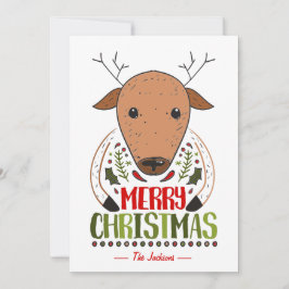 Cartes Pour Fêtes Annuelles Joyeux Noël Funny Cerf sur mesure Nom souhaits