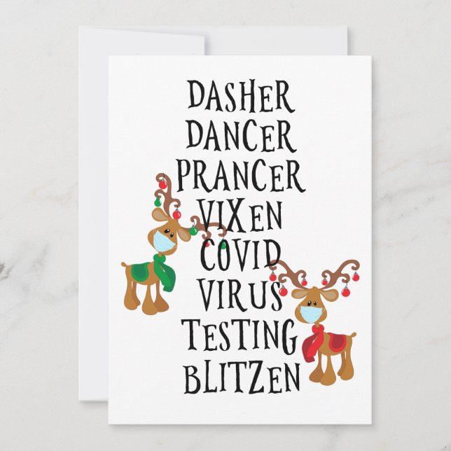 Cartes Pour Fêtes Annuelles Joyeux Noël Funny Reindeer Names 2021 (Devant)
