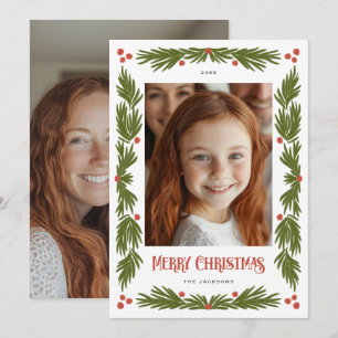 Cartes Pour Fêtes Annuelles Joyeux Noël Garland Frontière Design de vacances
