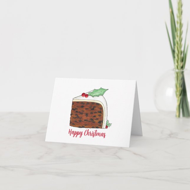 Cartes Pour Fêtes Annuelles Joyeux Noël Gâteau de Noël britannique UK tranche  (Devant)