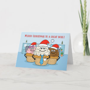 Cartes Pour Fêtes Annuelles Joyeux Noël Gâteaux Cupcakes Équipe de Bureau Patr