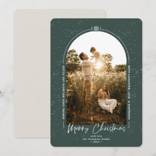 Cartes Pour Fêtes Annuelles Joyeux Noël Géométrique moderne photo vert foncé